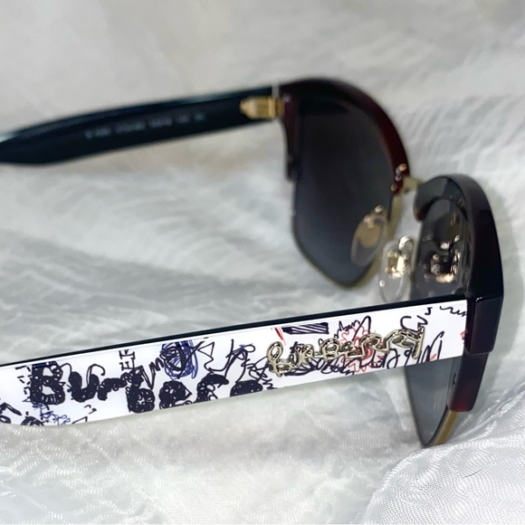 Burberry Women’s Graffiti Print Sunglasses Brown/Red & Gold - Picture 7 of 14